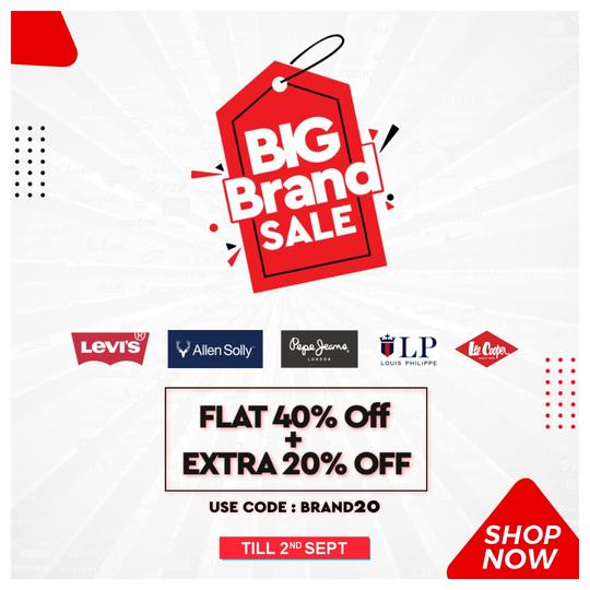 Big Brands Sale Upto 40% Discount on Clothes + Extra 20% Discount