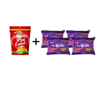 Brooke Bond Red Label Tea (Zip Lock) - Free Parle Hide & Seek Chocolate Chip Cookie 200gms Pack of 4