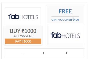 Buy Rs.1000 FabHotels Gift Voucher & Get Rs.400 Extra Voucher For Free
