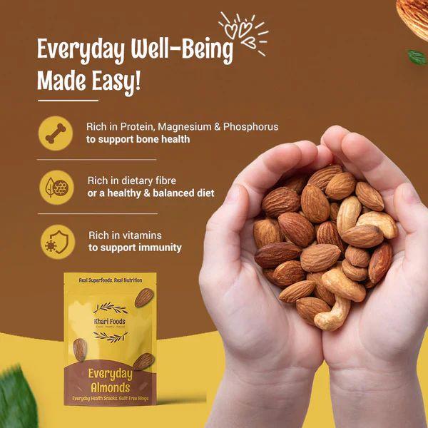 Khari Foods Everyday California Almonds - A Nutrient-Rich Delight in Every Bite (1kg)