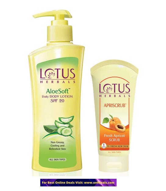 Lotus Herbals Aloesoft Daily Body Lotion 250ml With Apriscrub 60g, 250 ml