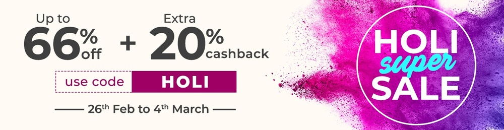 Nearbuy Holi super sale : upto 66% off + 20% Cashback on food & drinks