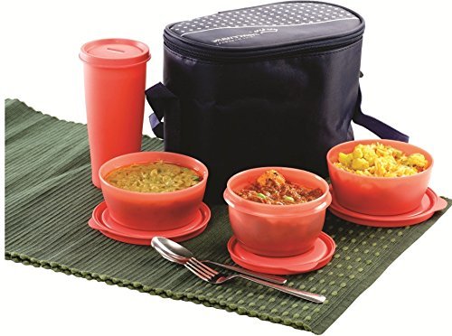 Princeware Supreme Airtight Lunch Pack lunch pack with Pouch Set, 4-Pieces