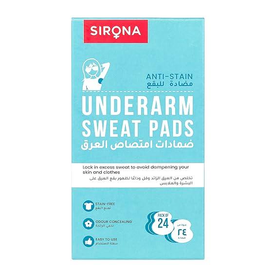 Sirona Disposable Underarm Sweat Pads for Men and Women - 24 Pads