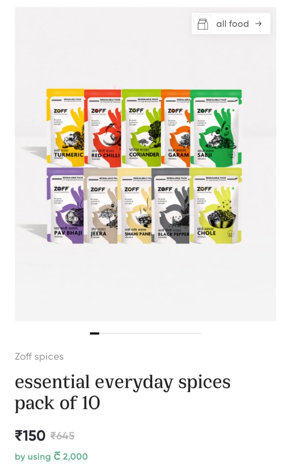 Zoff Essential Everyday Spices ( Pack Of 10 ) Worth Rs.645 @ Rs.150 + Free Delivery