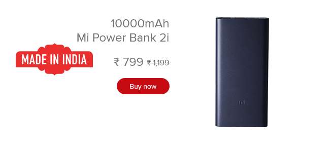 Mi 10000mAh Power Bank @ Rs.799 & 20000mAh PowerBank @ Rs.1499