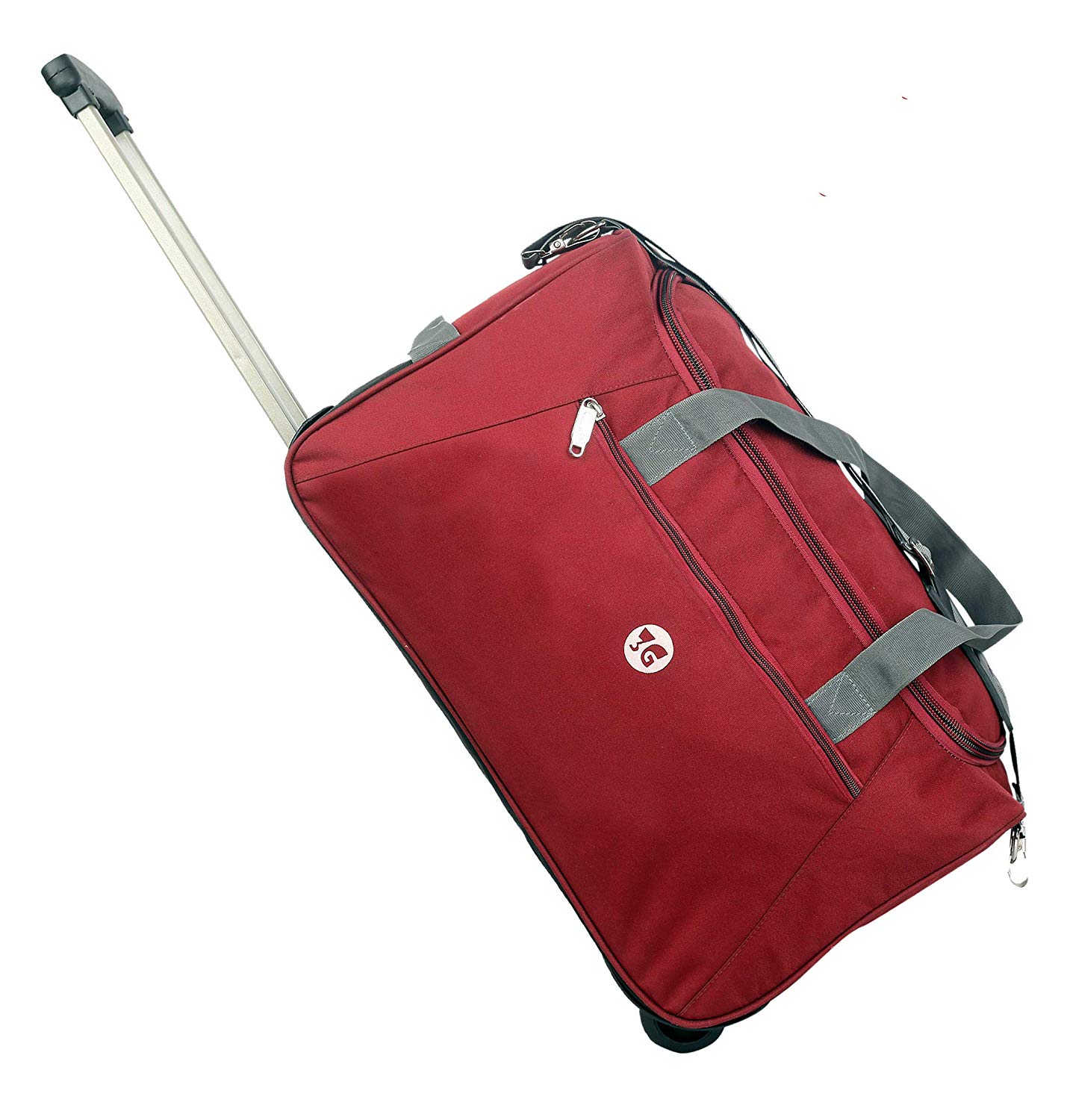 3G Atlantis Series Polyester 40 L Maroon Duffel Travel Luggage with Inner Aluminium Trolley for Unisex