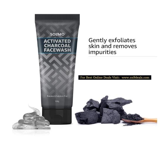 Amazon Brand - Solimo Charcoal Facewash with Scrub Pack  of 1 @ Rs.149 | Pack of 2 @ Rs.220