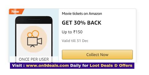 Amazon - Flat 30% Cashback Max Rs.150 on Movie Tickets