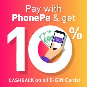 Amazon, Flipkart & More Gift Cards 10% Cashback upto Rs. 75 on Woohoo with PhonePe