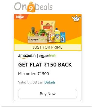 Amazon Fresh - Order Grocery and Get Flat Rs.150 / Rs.200 Cashback On Rs.1500 / Rs.2000