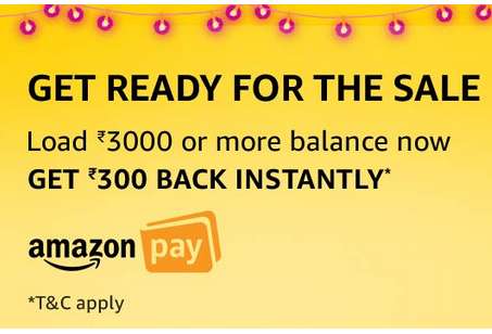 Amazon - Load Rs.3000 & Get Rs.300 Free in AmazonPay Account