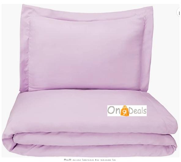 AmazonBasics Microfiber 2-Piece Duvet Cover Set - Single Frosted Lavender - with Pillow Cover