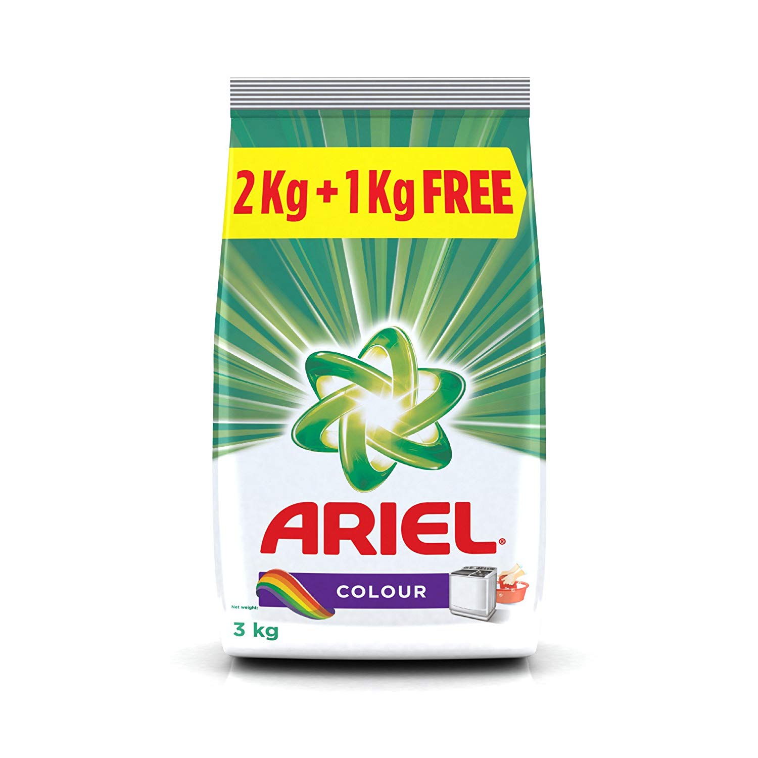 Ariel Colour Detergent Washing Powder - 2 kg with Free Detergent Washing Powder - 1 kg