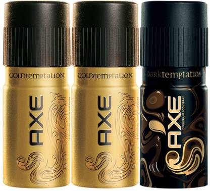 AXE Gold and Dark Temptation Deodorant Spray - For Men  (450 ml, Pack of 3)