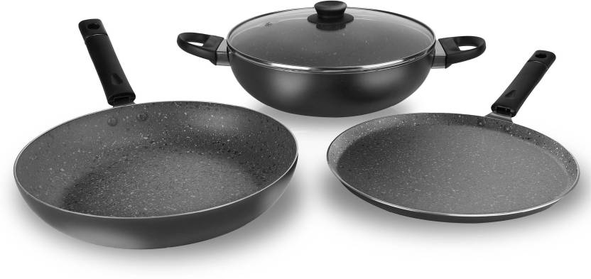 Billion 24 CM (CY142) Non Stick Induction Bottom Cookware Set  (Aluminium, 3 - Piece)