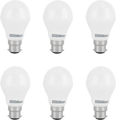 Billion 7 W Round B22 LED Bulb  (White, Pack of 6)