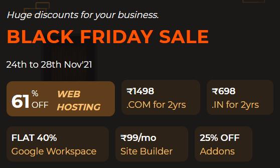 BigRock Black Friday Sale Get 1 Year Hosting + 1 Year G-Suite Account @ Rs.822