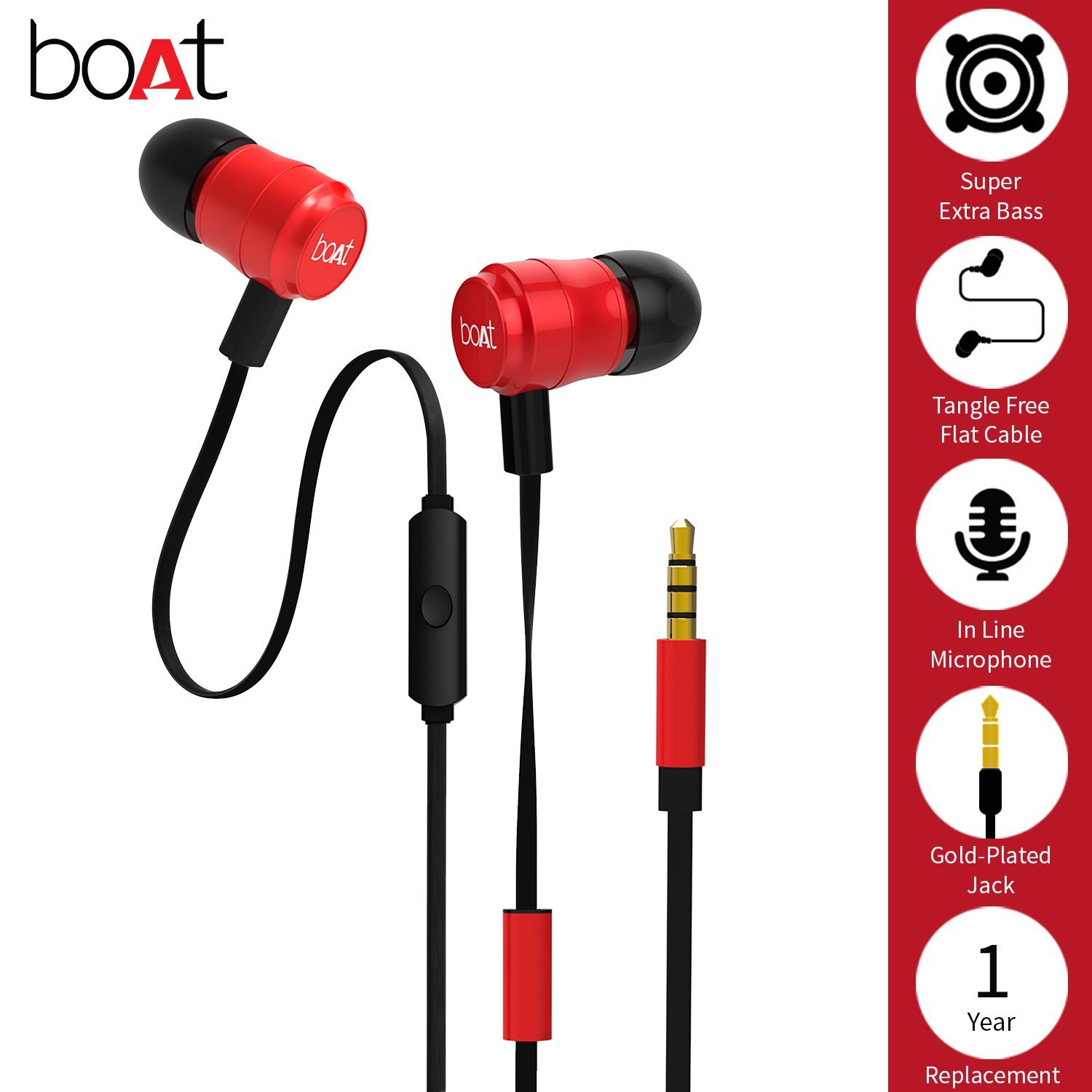 boAt BassHeads 235 In-Ear Extra Bass Earphones with Mic