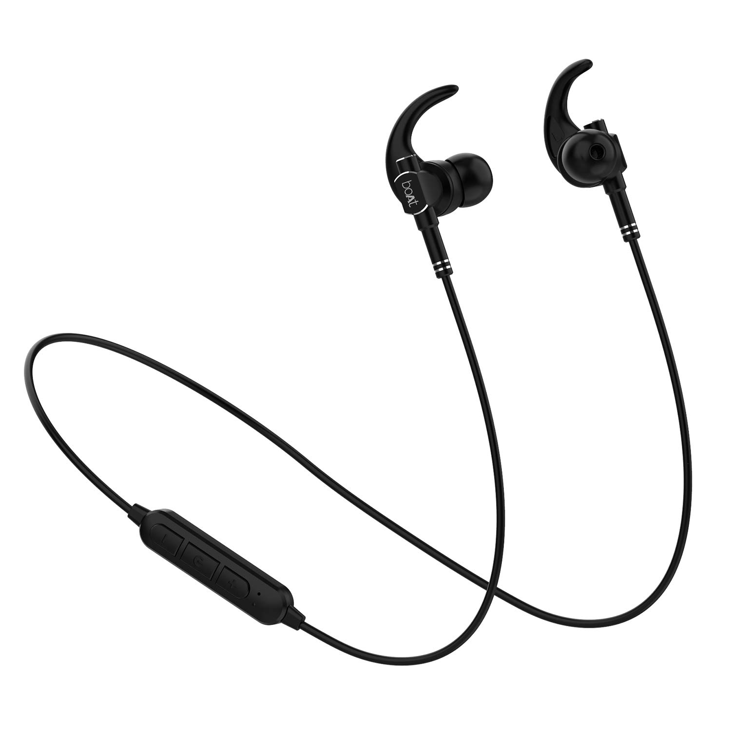 boAt Rockerz 205 Wireless Earphones with Earhooks, Immersive Audio, Dynamic IPX4 Sweat & Water Resistance & in-Built Mic