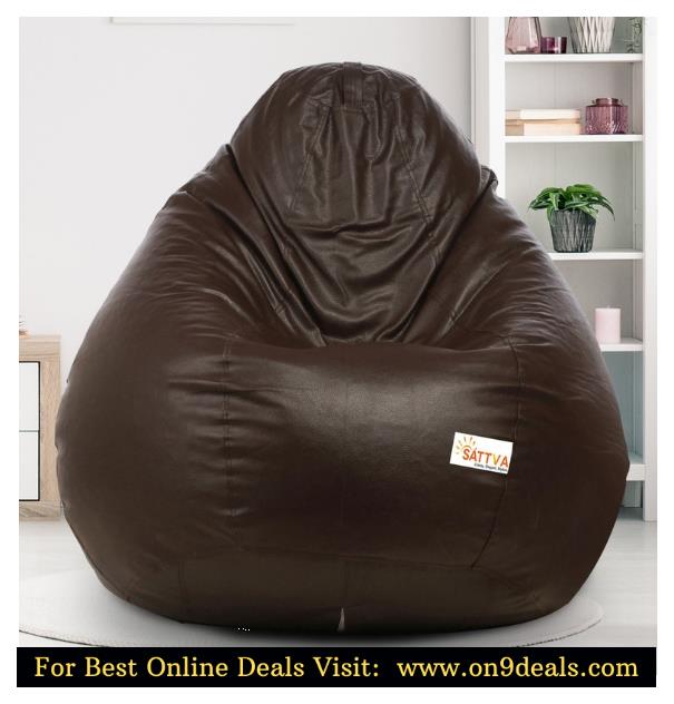 Classic XXXL Bean Bag with Beans in Brown Colour by Sattva