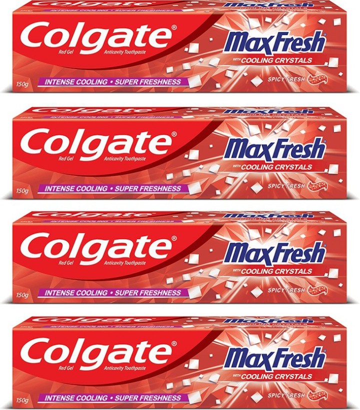 Colgate Maxfresh Spicy Fresh Red Gel Toothpaste(150 g, Pack of 4)