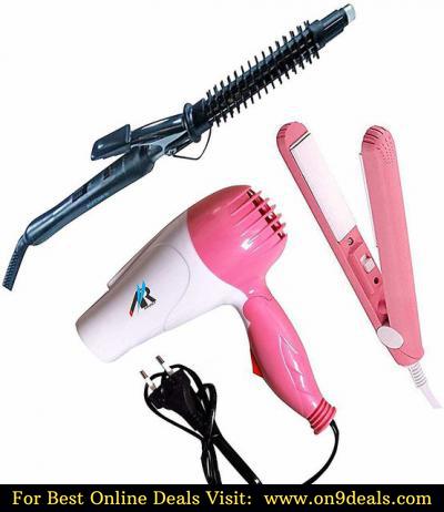 Combo Pack Of Hair Dryer + Hair Curler + Mini Straightener @ Rs.399 or Rs.350