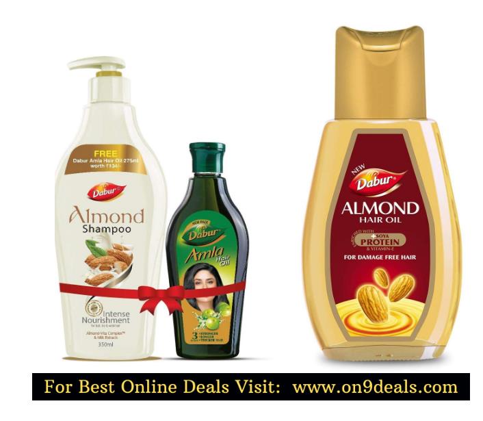 Dabur Almond Shampoo, 350ml with Free Amla Hair Oil, 275ml and Almond Hair Oil 500ml