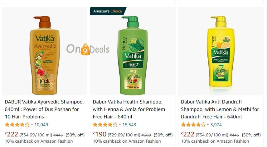 Dabur Vatika Shampoo Products @ 50% Discount