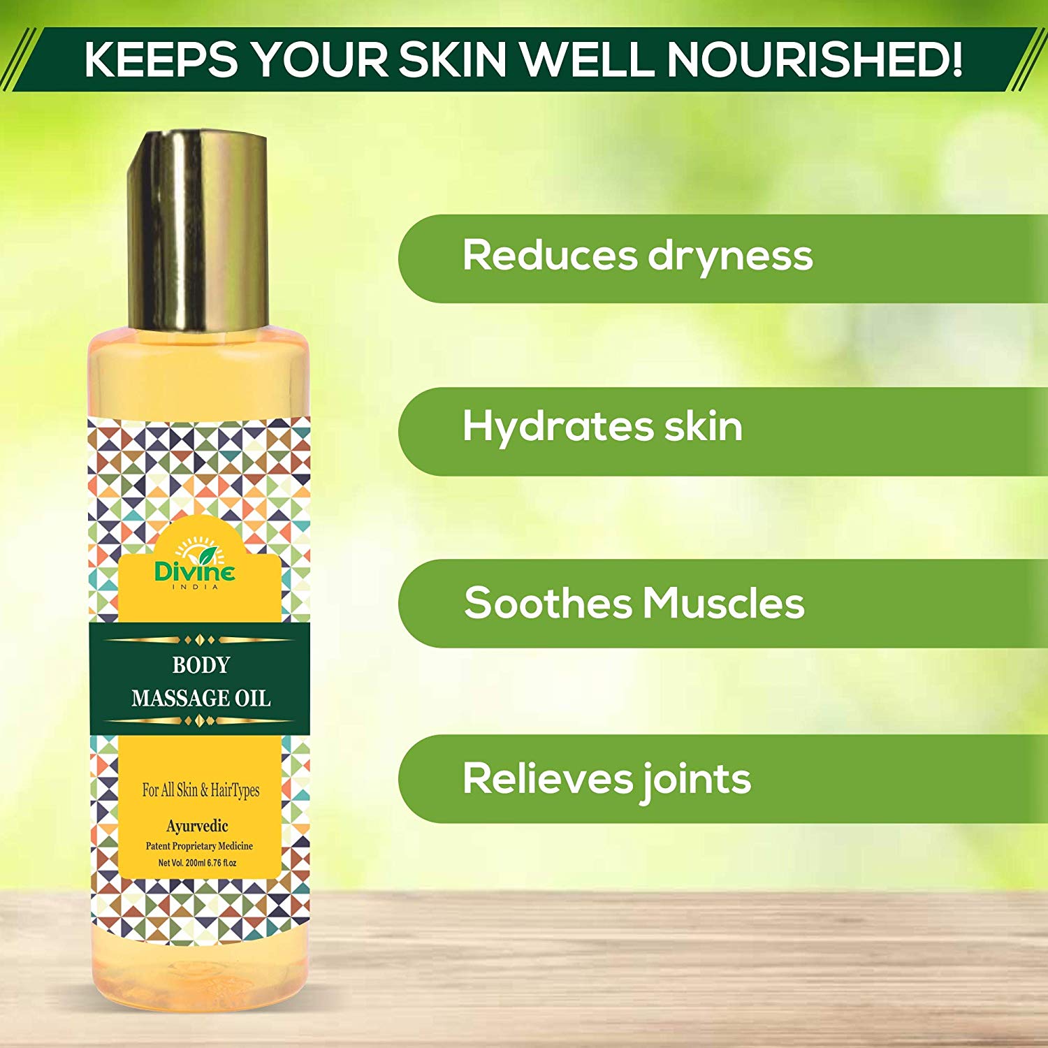 Divine India Body Massage Oil With Jojoba- Herbal and Ayurvedic, 200ml