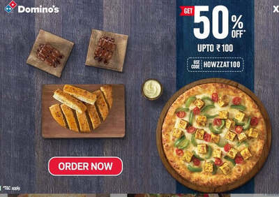 Domino's Pizza 50% Discount Code Max Rs.100