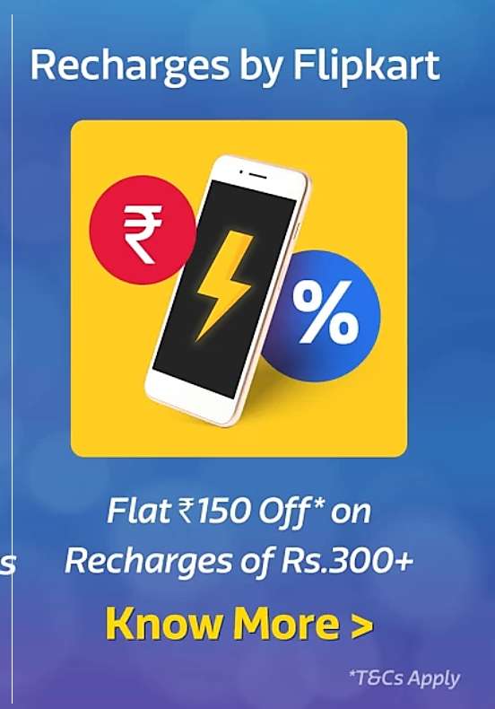 Flipkart App - Flat Rs.150 Discount On Recharge of Rs.300