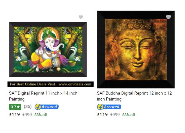 Flipkart Assured Paintings Up to 88% Discount @ Rs.119