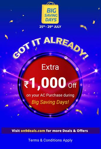 Flipkart Tap & Win Extra Rs.1000 Discount on Select AC + Bank Offer