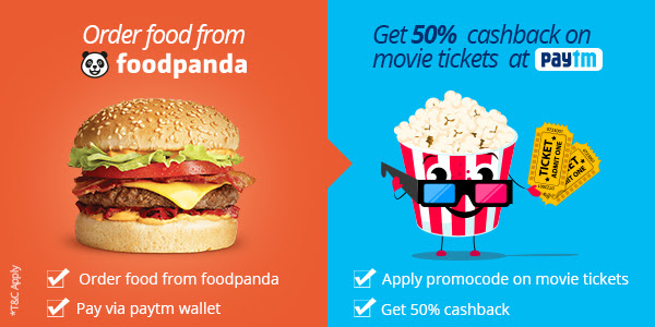 Foodpanda - Pay via Paytm Wallet to Get 50% Off Movie Voucher