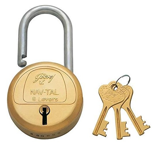 Godrej Navtal 6 Levers (Small Size) 3 Keys Brass Finish Padlock