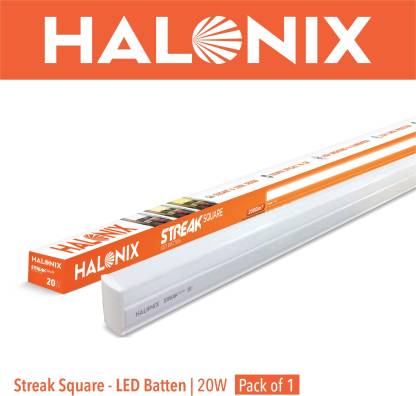 Halonix LED Batten Streak Square 20w Cw Straight Linear Led Tube Light White Pack of 2