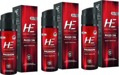 HE Passion Advanced Grooming Body Perfume Perfume Body Spray - For Men Pack of 3