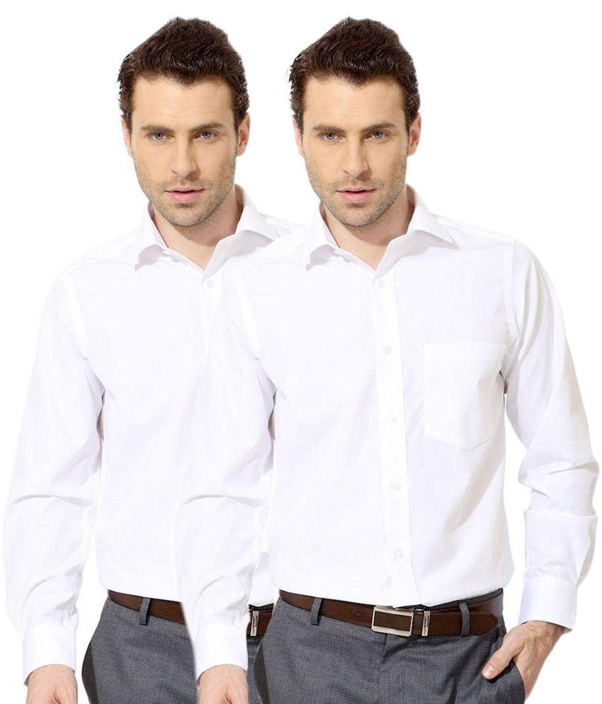 Koutons Outlaw White Formal Regular Fit Shirt-Pack of 2