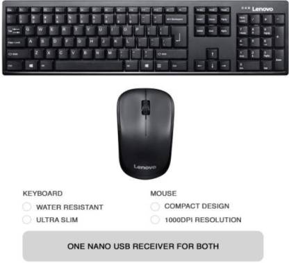 Lenovo KB MICE_BO Wireless combo 100 Eng Wireless Laptop Keyboard + 3 Years Warranty