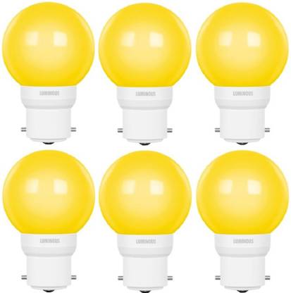 Luminous 0.5 W Round B22 D LED Bulb  (Yellow, Pack of 6)