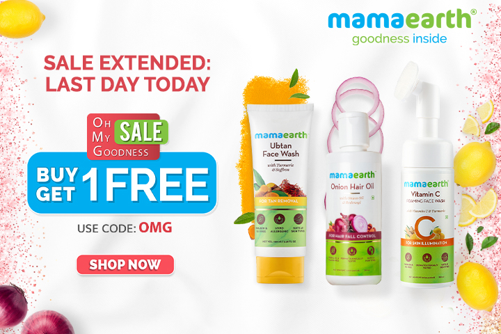 Mamaearth - Buy 1 Get 1 Free + Extra 5% Discount Online Payment