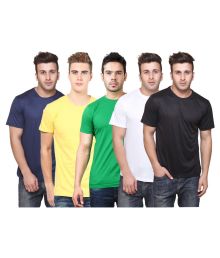 Mens Half Sleeves Plain Round Neck T-shirts (Pack of 5)