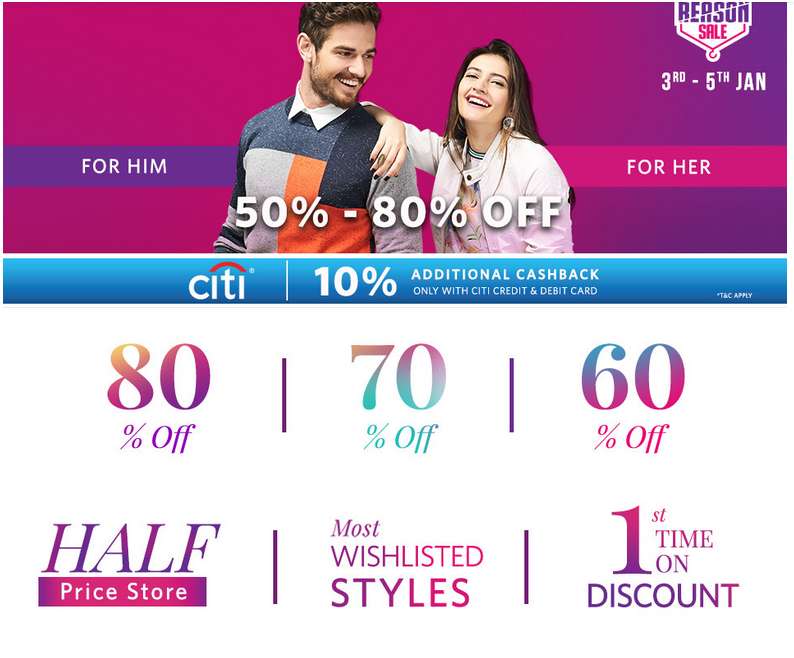Myntra - End Of Season Sale Upto 80% Discount On Branded Clothes + 10% Extra Off For CITI Users