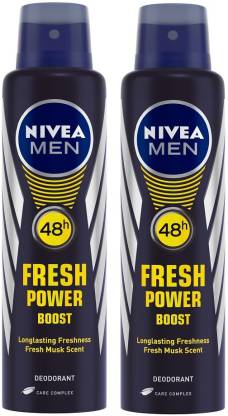 Nivea Men Fresh Power Boost Deodorant Spray - For Men  (300 ml, Pack of 2)