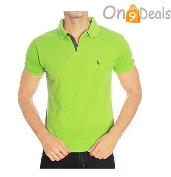 Outlaws Men Lite Green Polo Collar T-Shirt