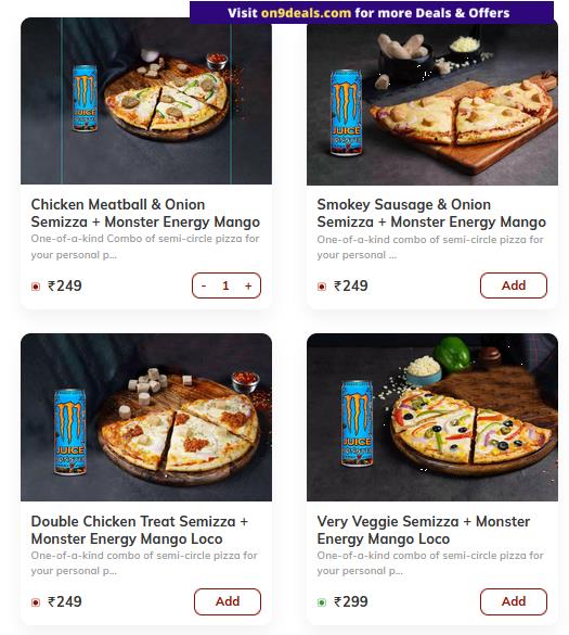 Ovenstory - Summer Special Money Saver Combo Semizza + Monster Energy Mango Loco @ Rs.125 + Free Delivery