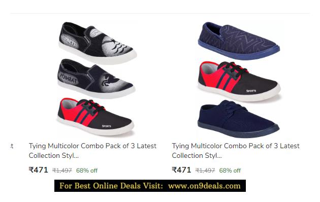 Pack of 3 Shoes Upto 70% Discount Starting From Rs.471