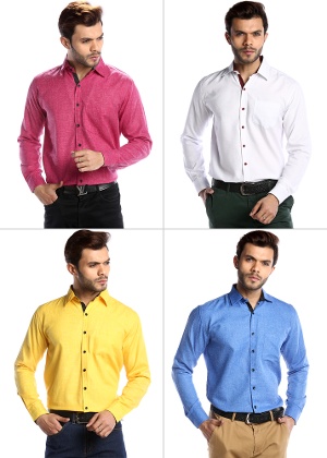 Pack of 4 Khadi Look Shirts By Ralph & Jones