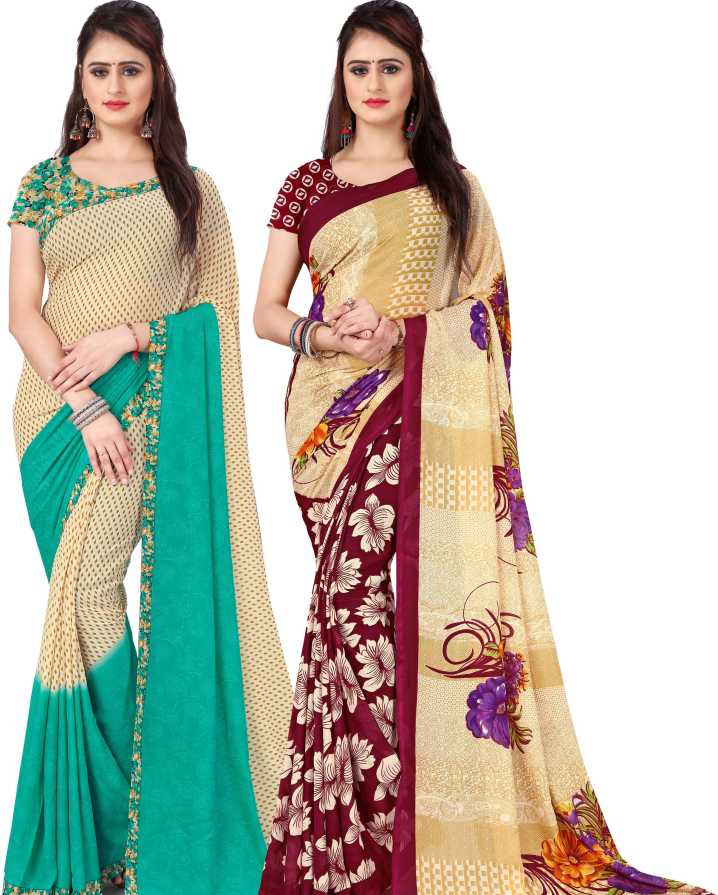 Pack of Sarees from Rs.489 + Buy 2 save 5% or Buy 3 Save 10%